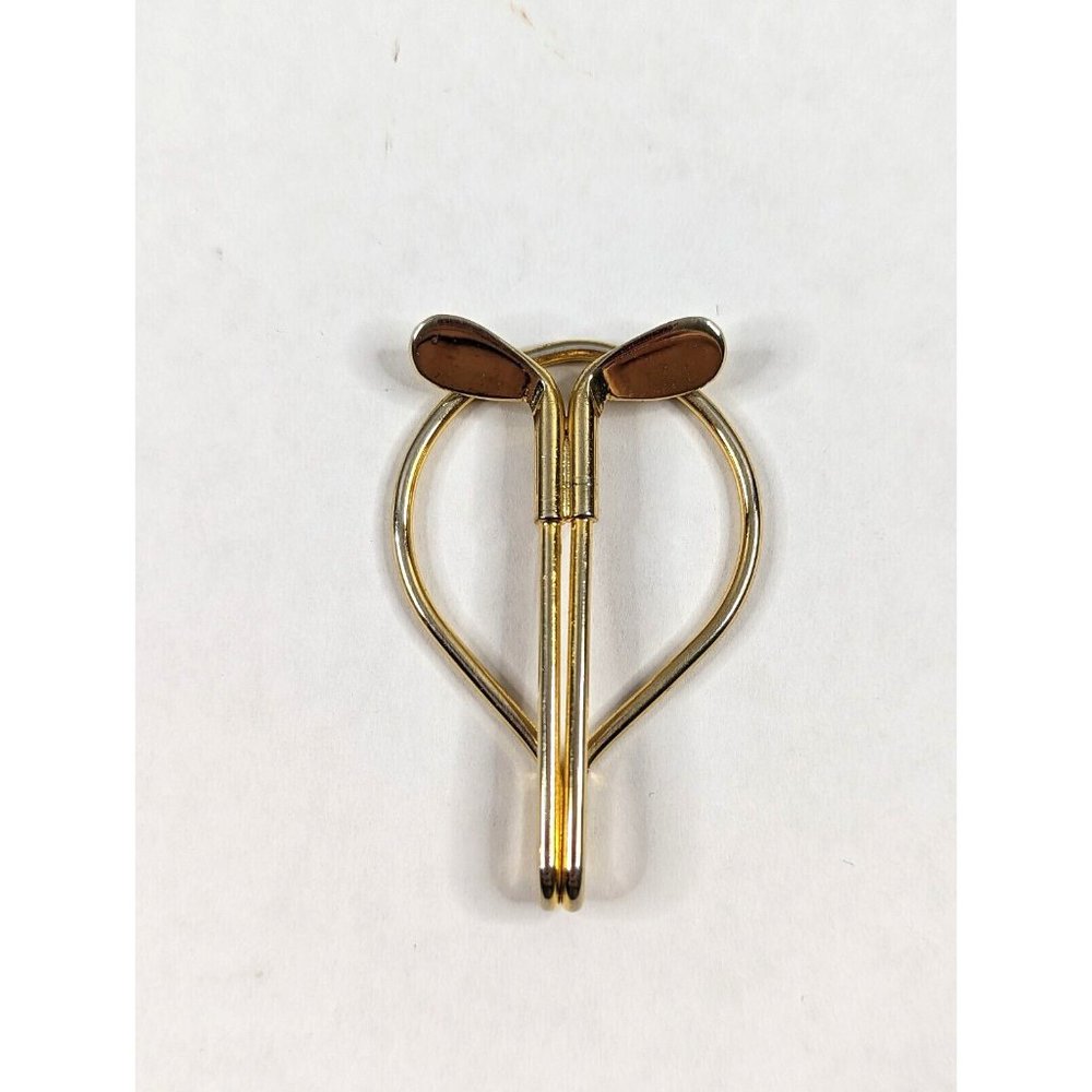 Vintage Golf Bag Clubs Lapel‎ Clip Pin Gold Tone Fashion Jewelry Mens Womens